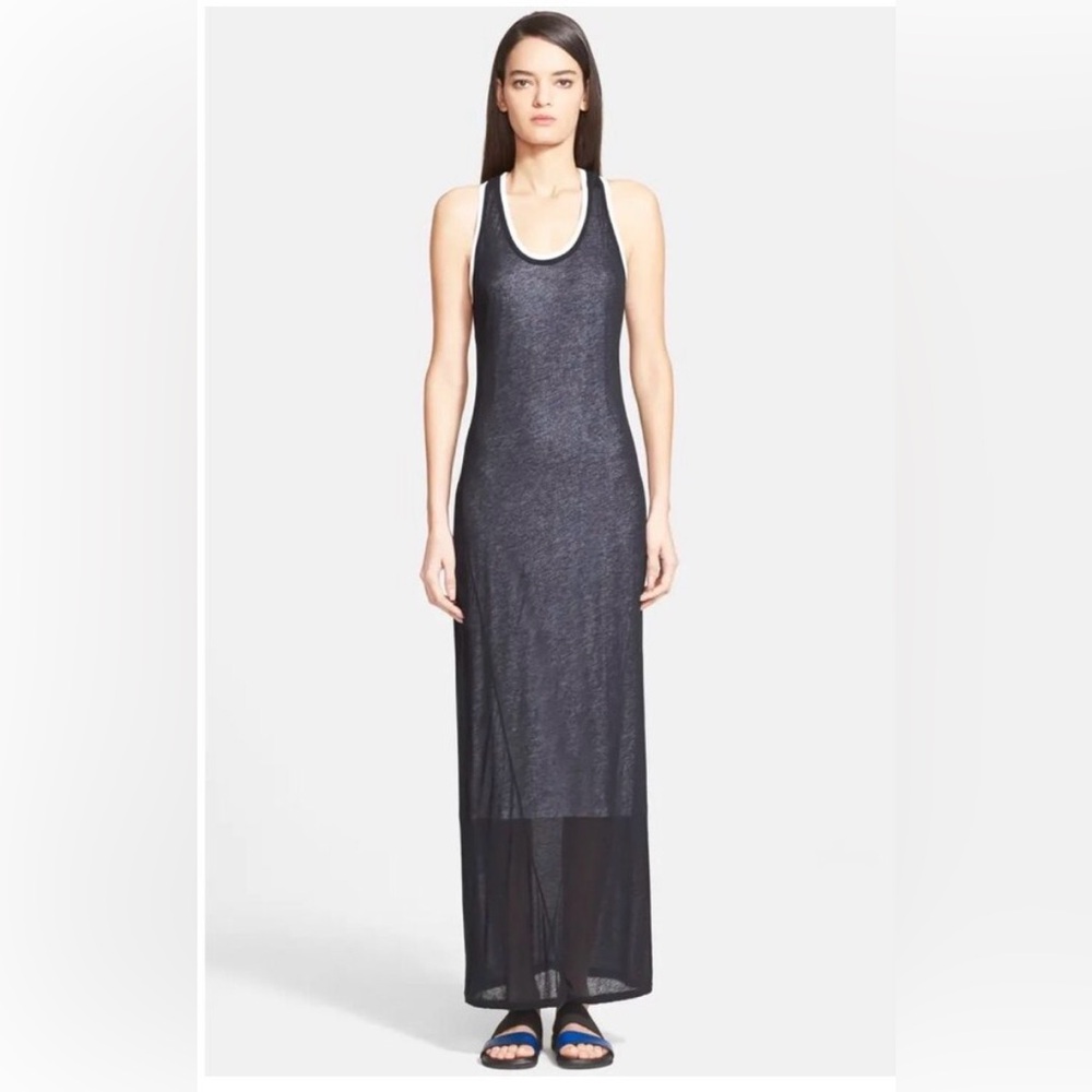Helmut Lang Minimalist Statement Double Layer Scoopneck Racerback Maxi Dress S/P